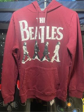 The Beatles Men's Maroon Hoodie with Abbey Road Graphic